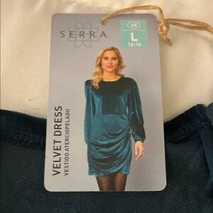 Serra Long Sleeve Velvet Dress - Deep Teal